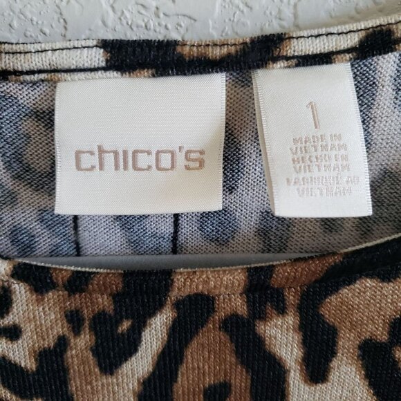 Chico's Woman's Size M (Chico Size 1) Cheetah Print Sweater Tunic Button Back - Picture 4 of 6